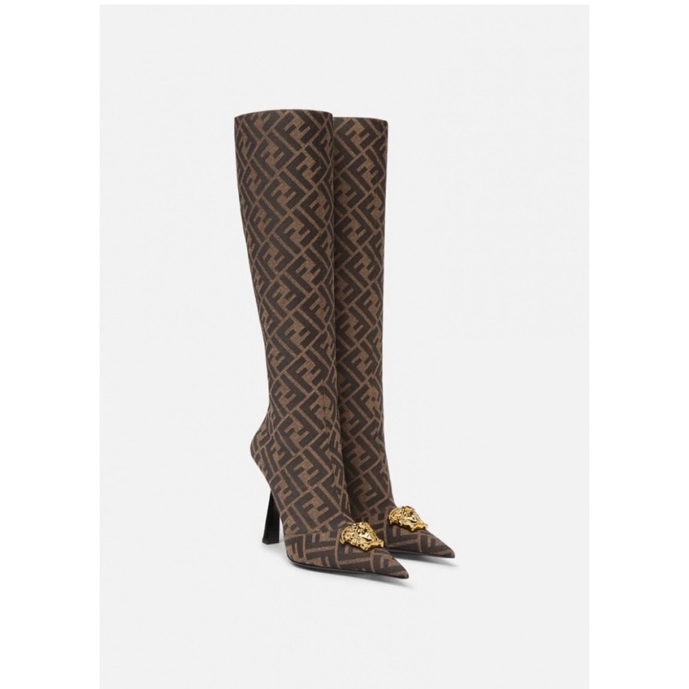 Fendi x Versace (Fendace collab) RARE Monogram Heeled Boots